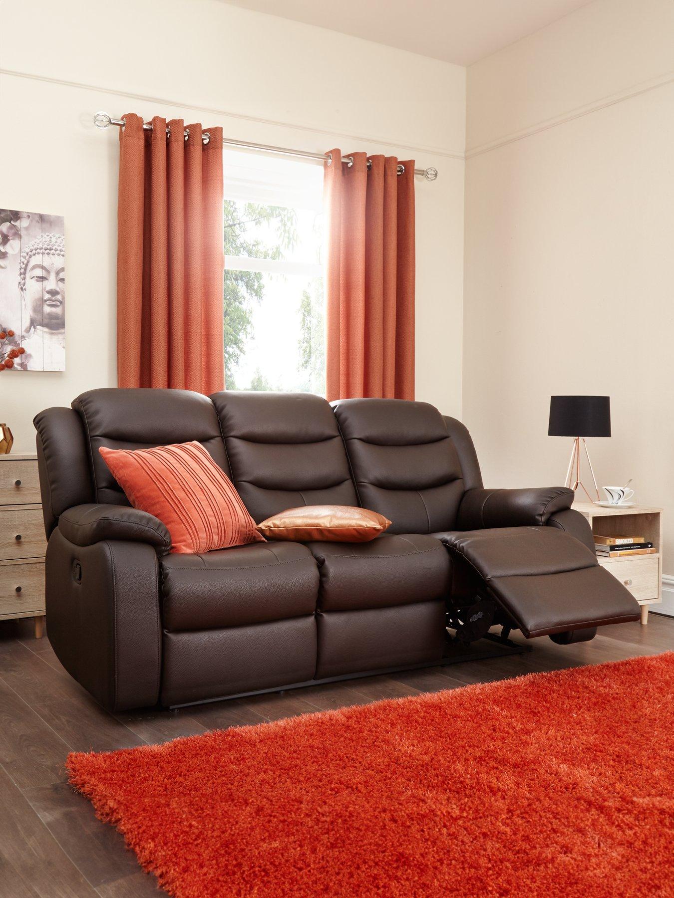 undefined Rothbury Luxury Faux Leather High Back  3 Seater Manual Recliner Sofa - FSC® Certified