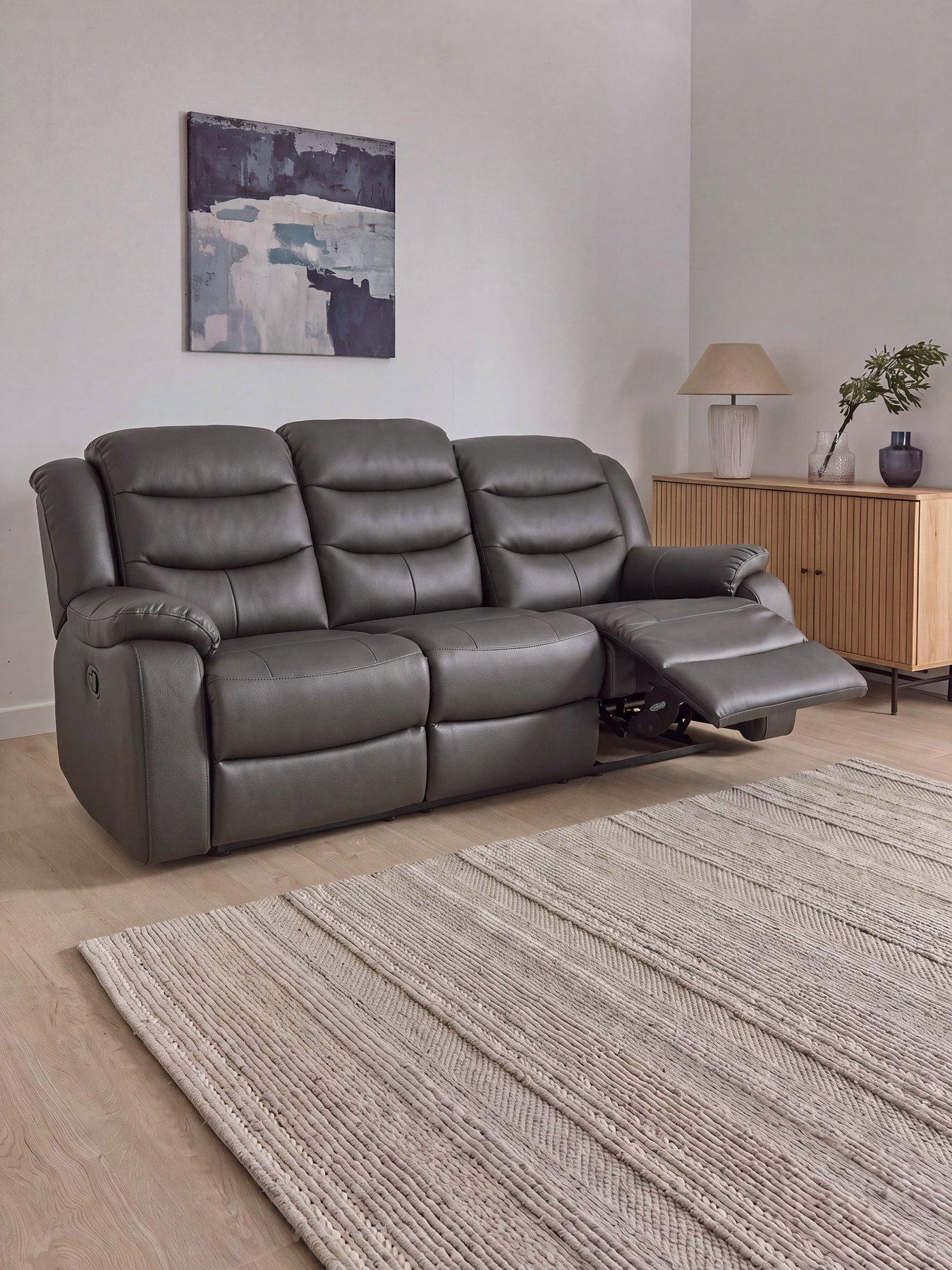 The Very Collection Rothbury Luxury Faux Leather High Back  3 Seater Manual Recliner Sofa - FSC® Certified