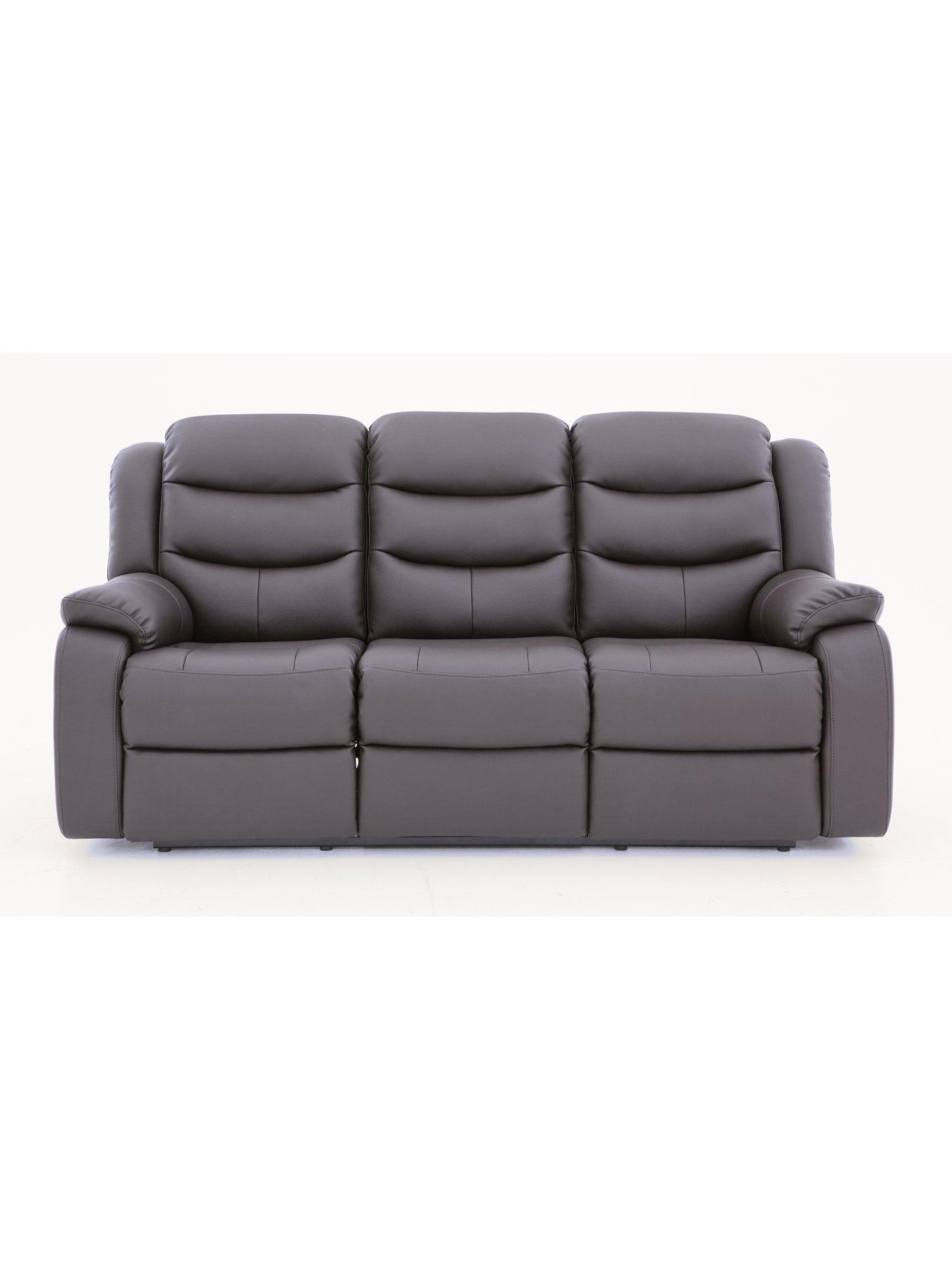 undefined Rothbury Luxury Faux Leather High Back  3 Seater Manual Recliner Sofa - FSC® Certified