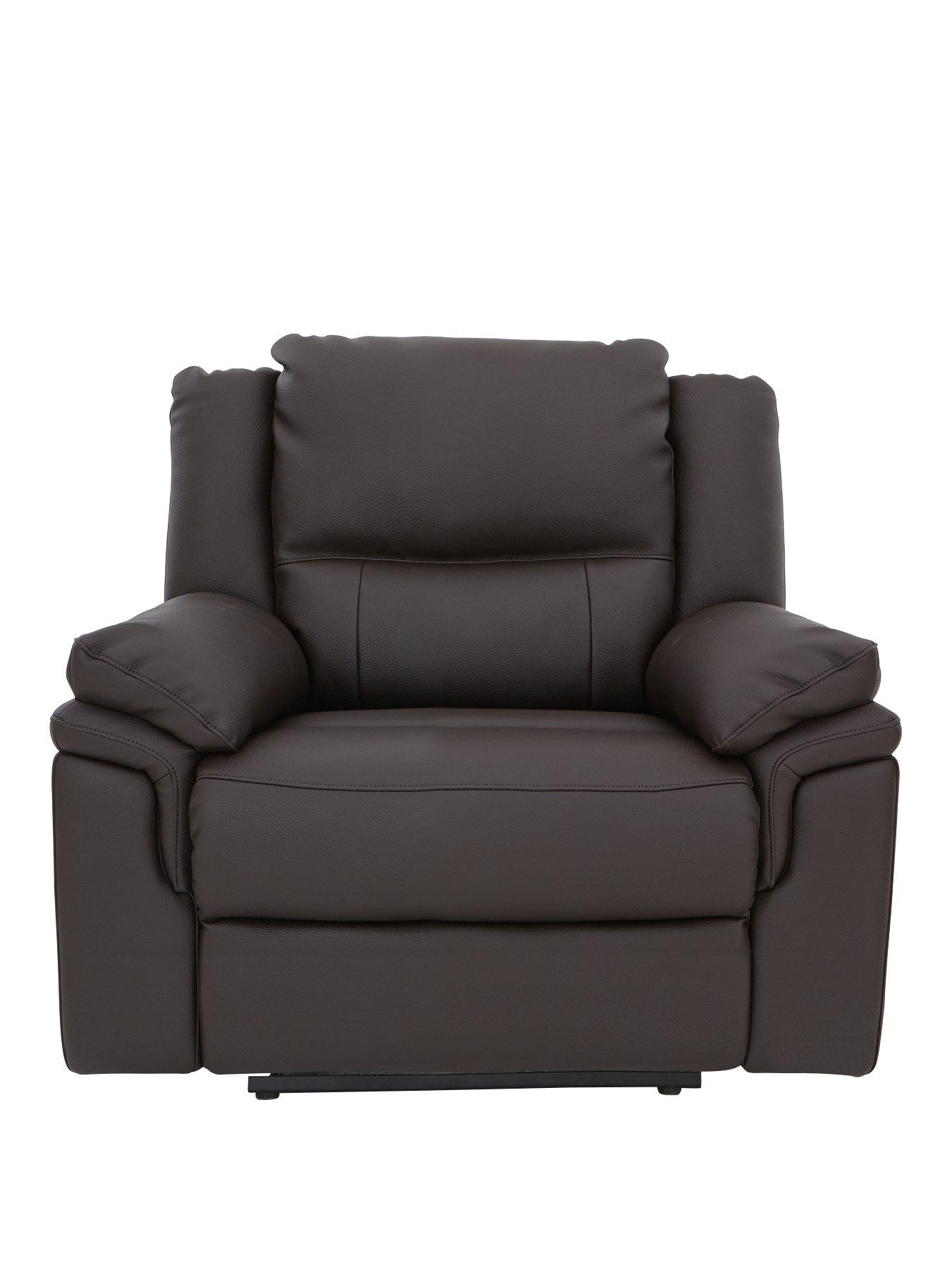 Product photograph of Albion Luxury Faux Leather High Back Manual Recliner Armchair from very.co.uk