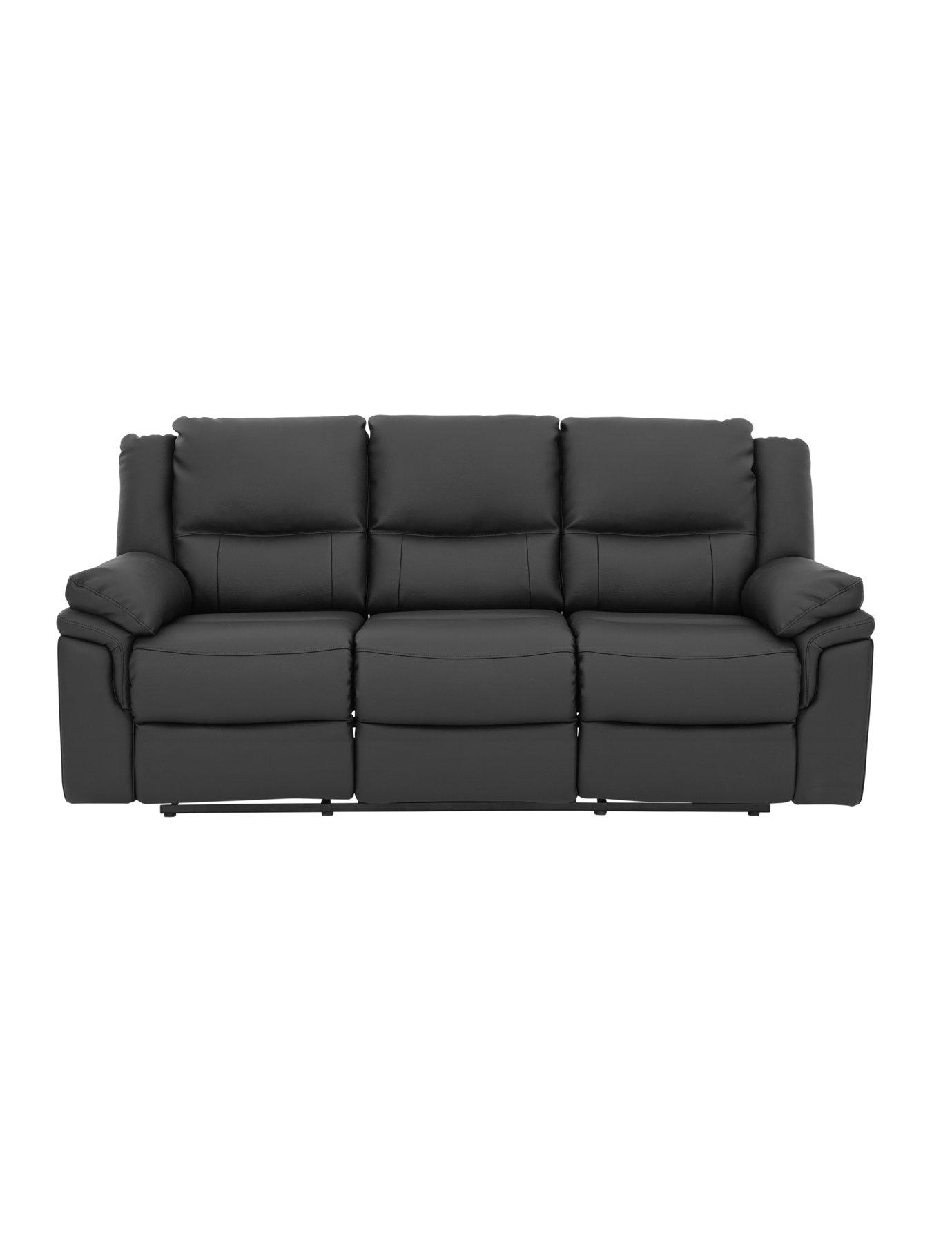 undefined Albion Luxury Faux Leather 3 Seater High Back Manual Recliner Sofa