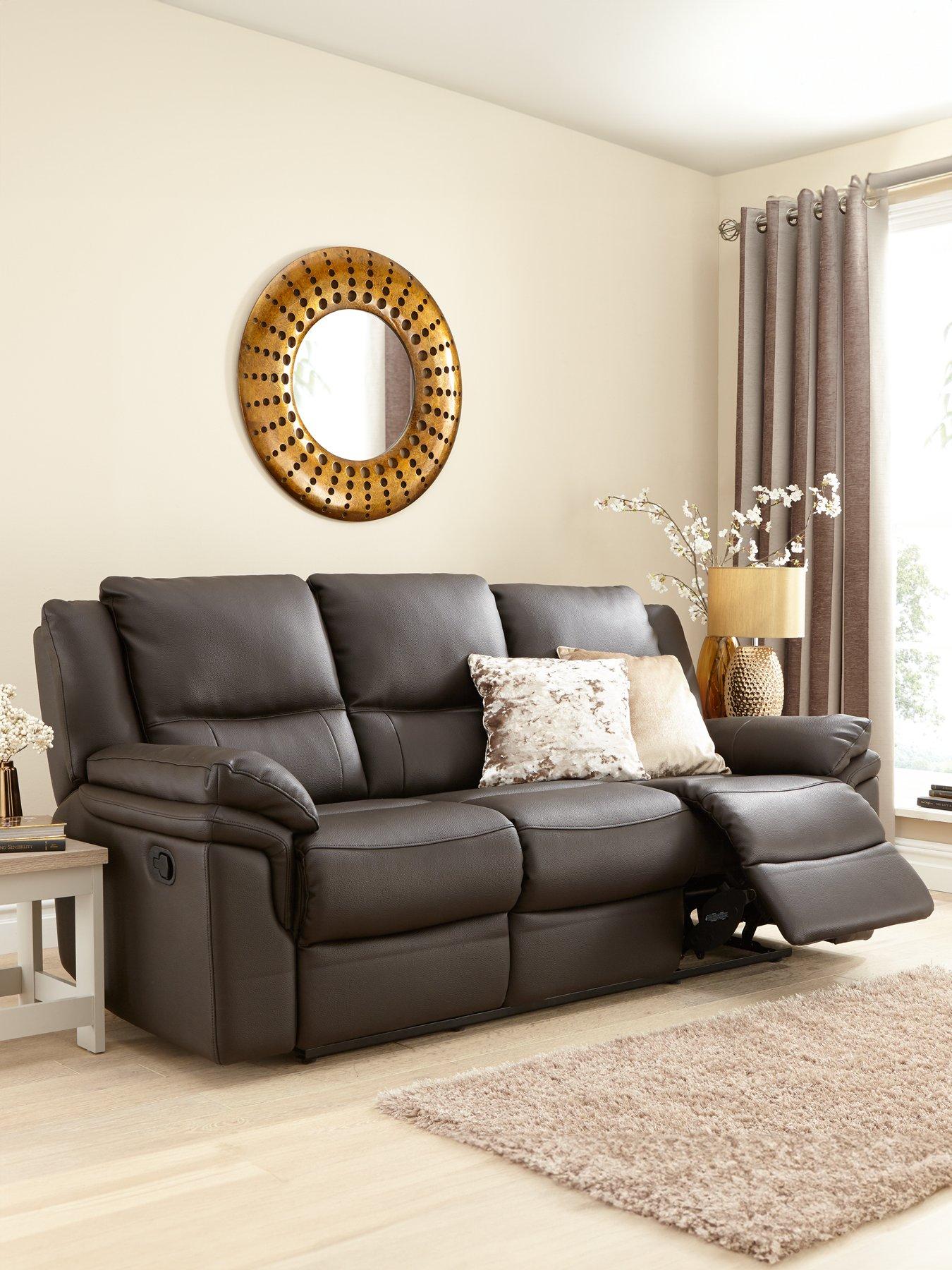 undefined Albion Luxury Faux Leather 3 Seater High Back Manual Recliner Sofa