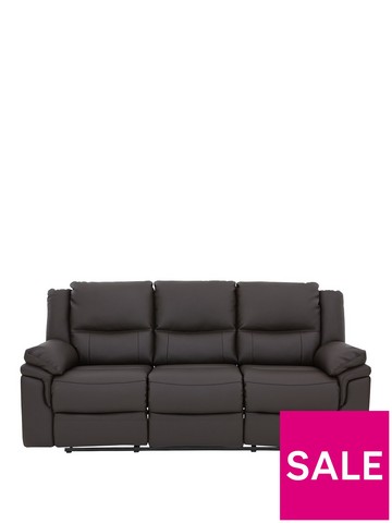 Brown Latest Offers Recliner Sofas, Paloma 3 Seater Black Leather Manual Reclining Sofa