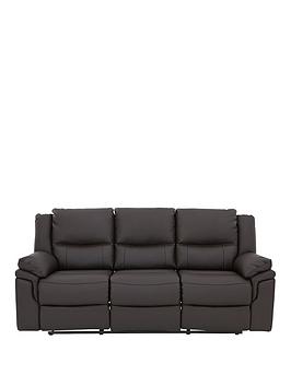 Albion Luxury Faux Leather 3 Seater Manual Recliner Sofa