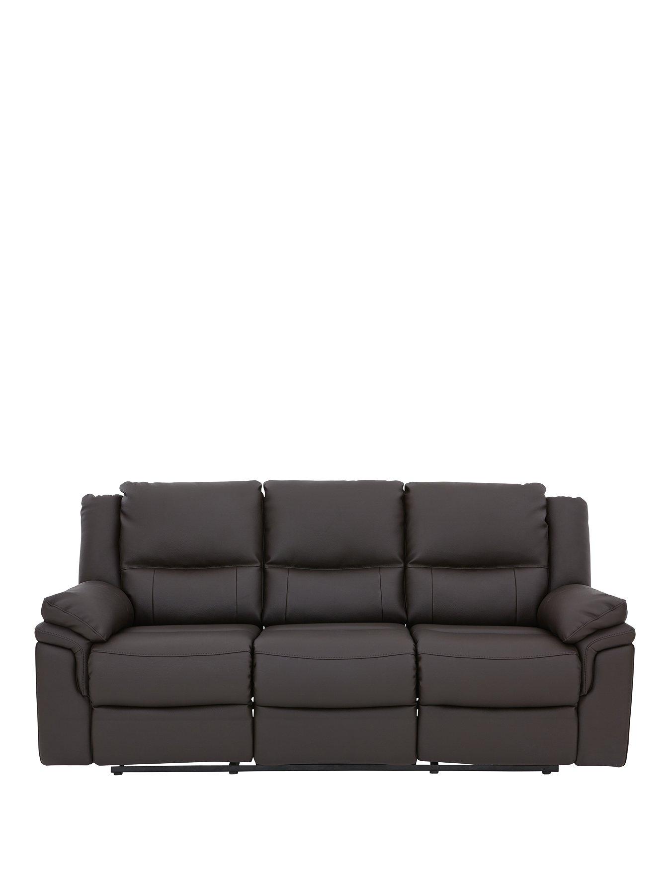 Image 2 of 4 of undefined Albion Luxury Faux Leather 3 Seater High Back Manual Recliner Sofa