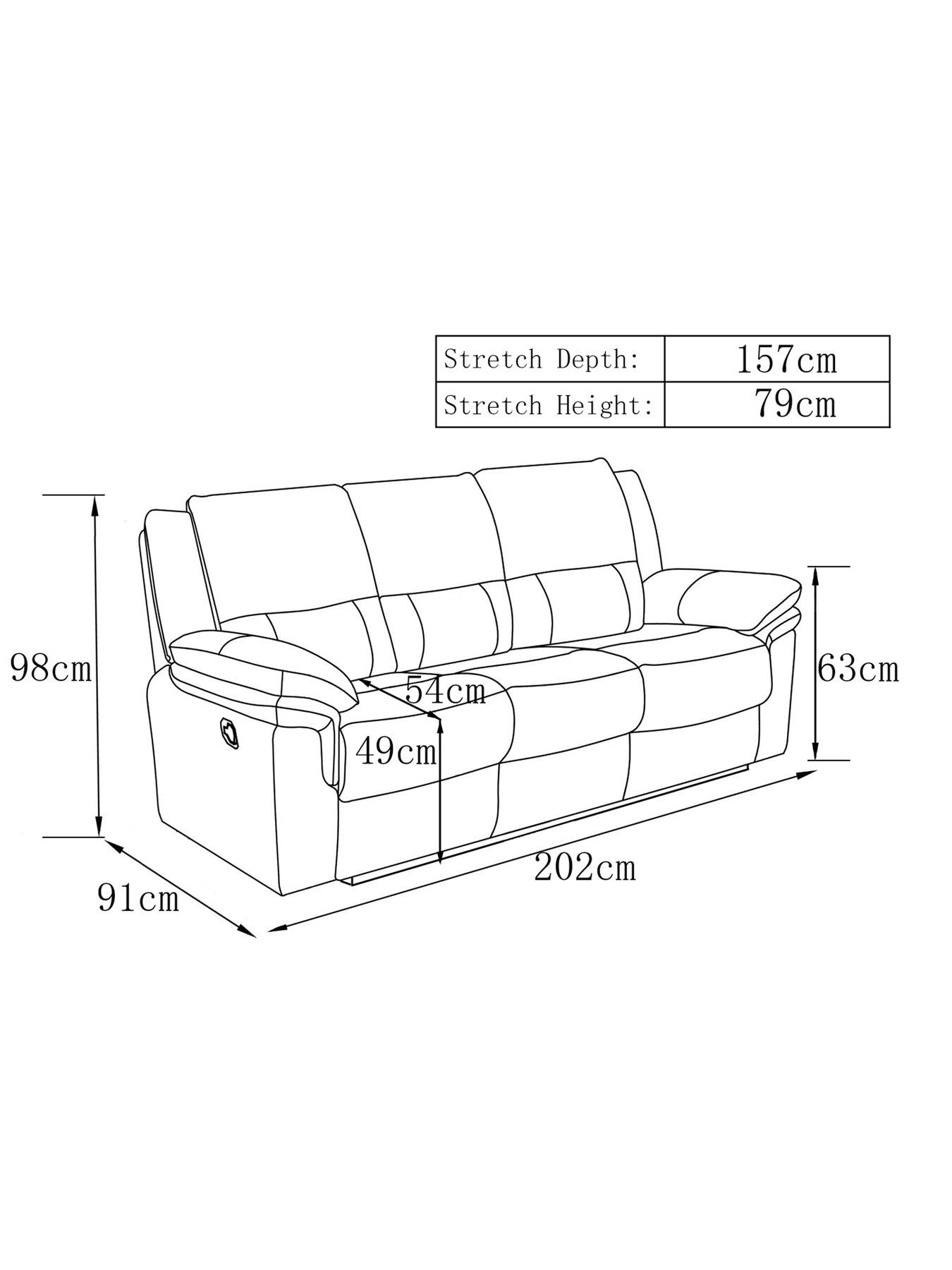 Image 4 of 4 of undefined Albion Luxury Faux Leather 3 Seater High Back Manual Recliner Sofa