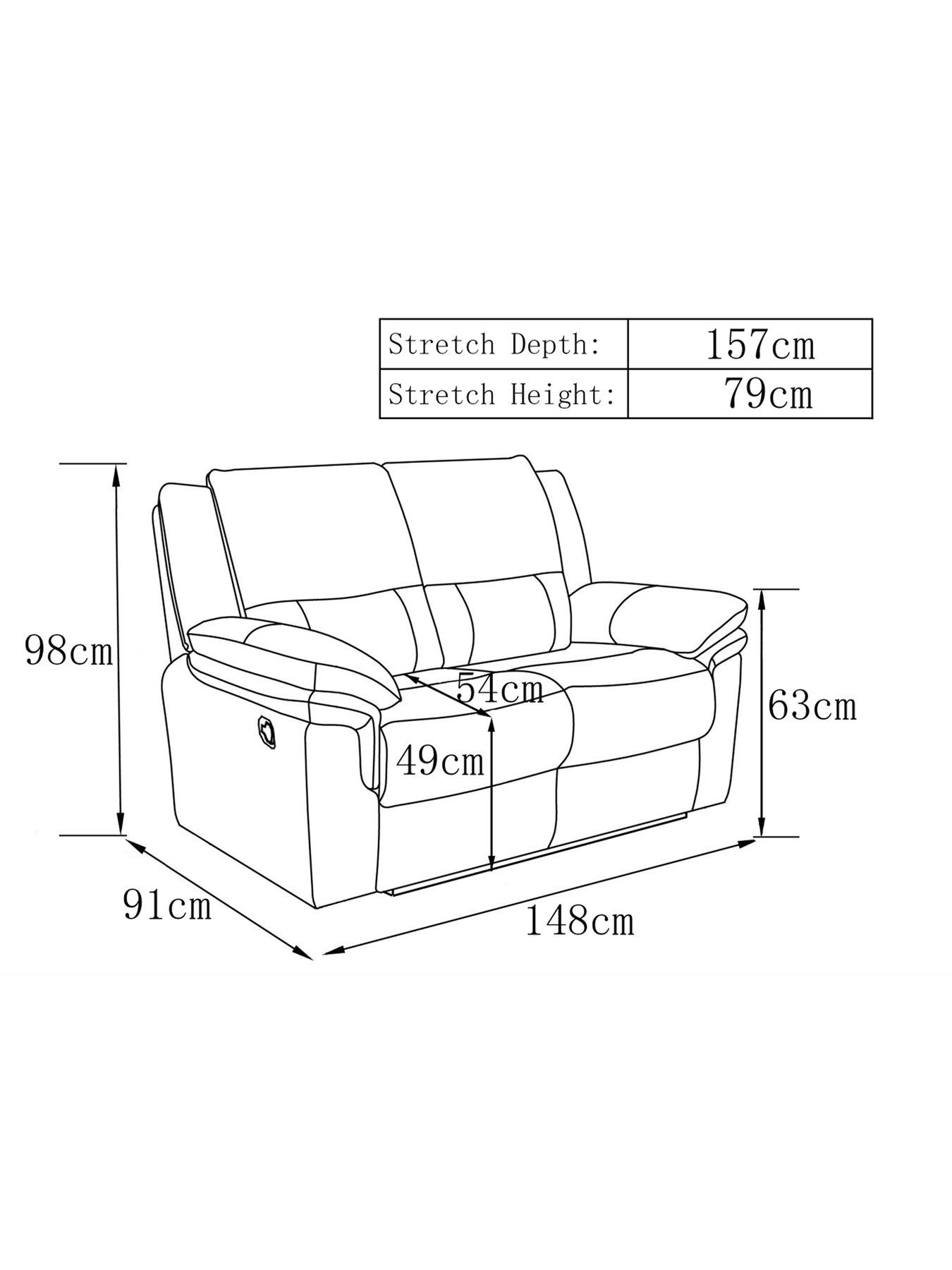 Image 5 of 5 of undefined Albion&nbsp;Luxury Faux Leather 2 Seater High Back Manual Recliner Sofa