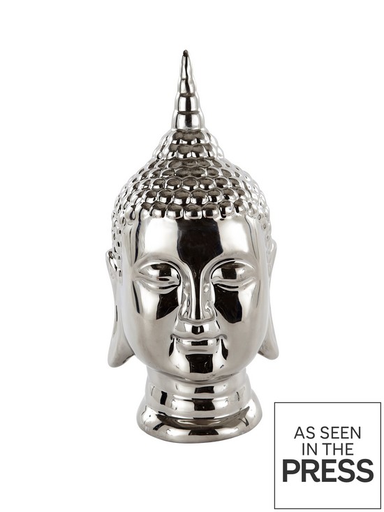 front image of buddha-head-silver