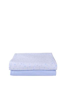 Clair De Lune Printed Cot Bed Sheets - Stars/Stripes, Blue|