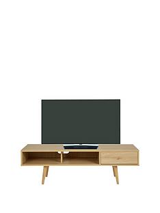 Ideal Home Monty Retro TV Unit- Fits up to 65 Inch TV - Oak-Effect