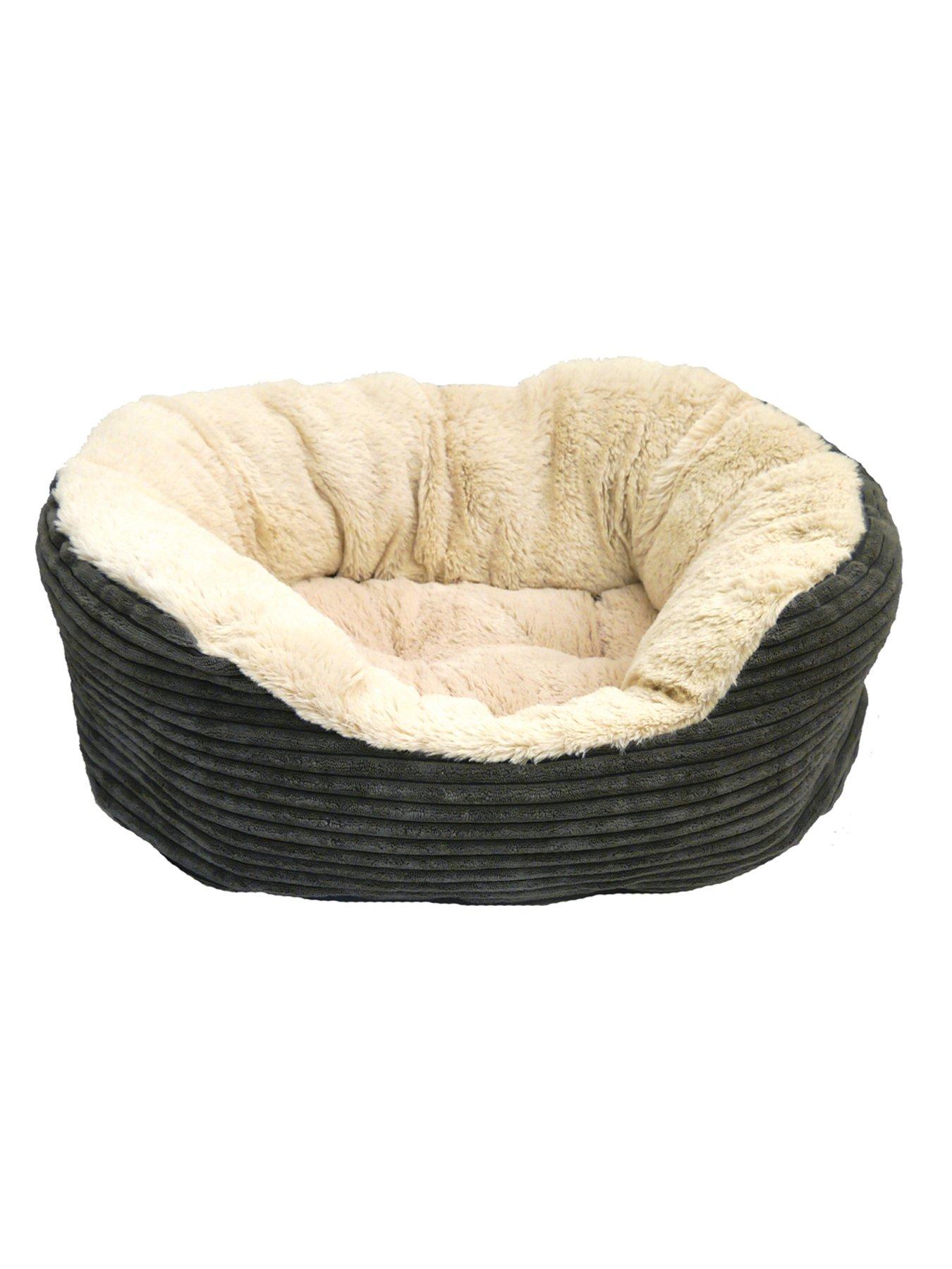 Image 2 of 2 of Rosewood Grey&nbsp;Jumbo Cord &amp; Cream Plush Dog Bed