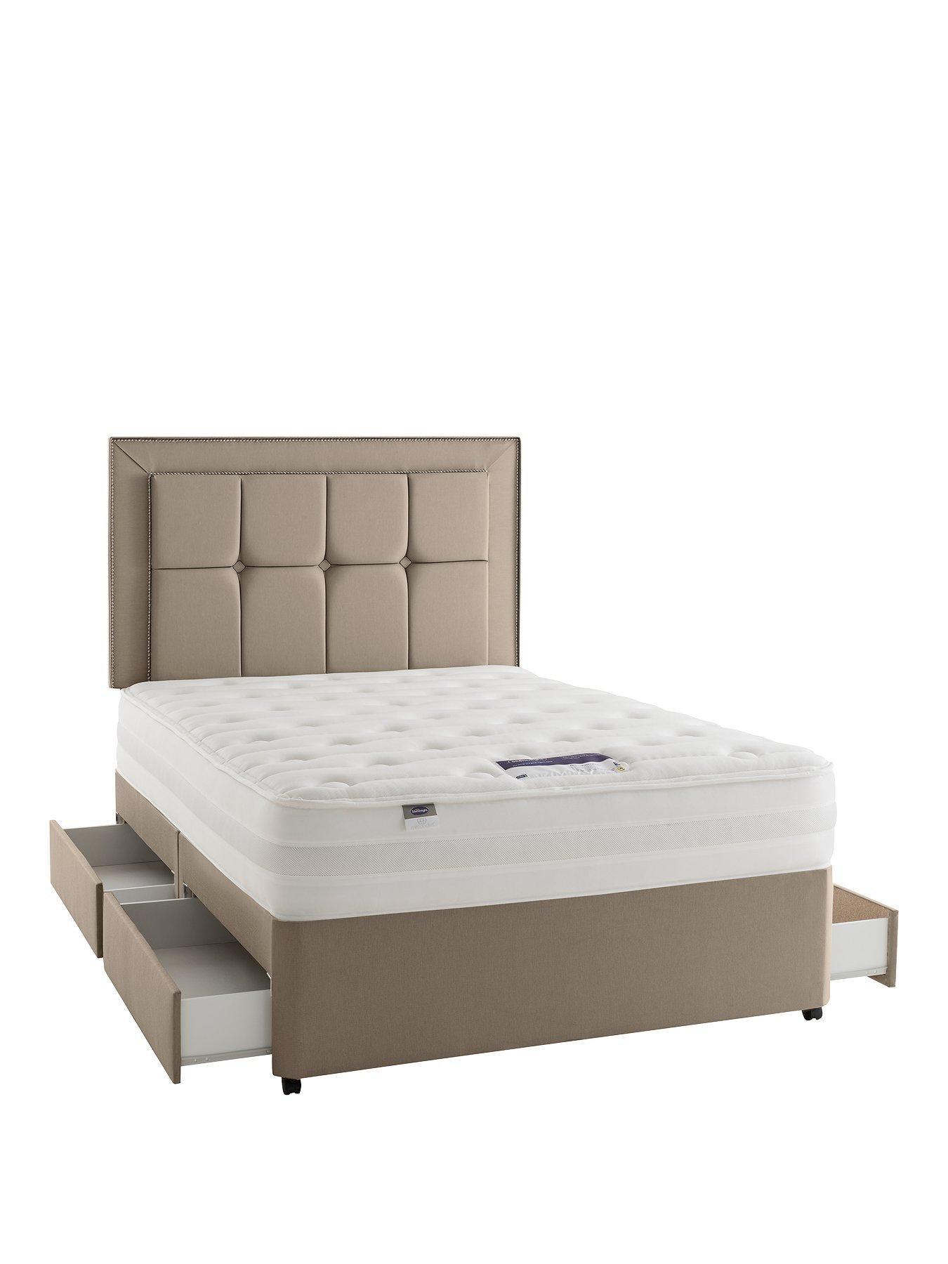 Product photograph of Silentnight Paige 1400 Pocket Mattress And Upholstered Divan Base Bed Set from very.co.uk