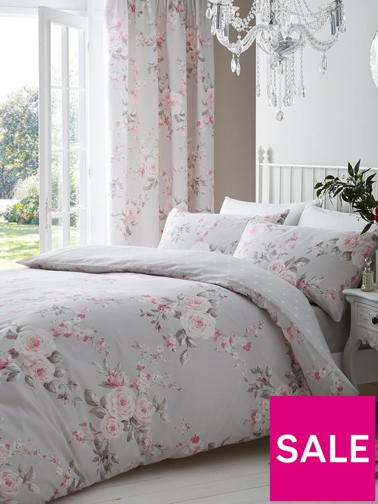 front image of catherine-lansfield-canterbury-floral-easy-care-duvet-cover-set-grey