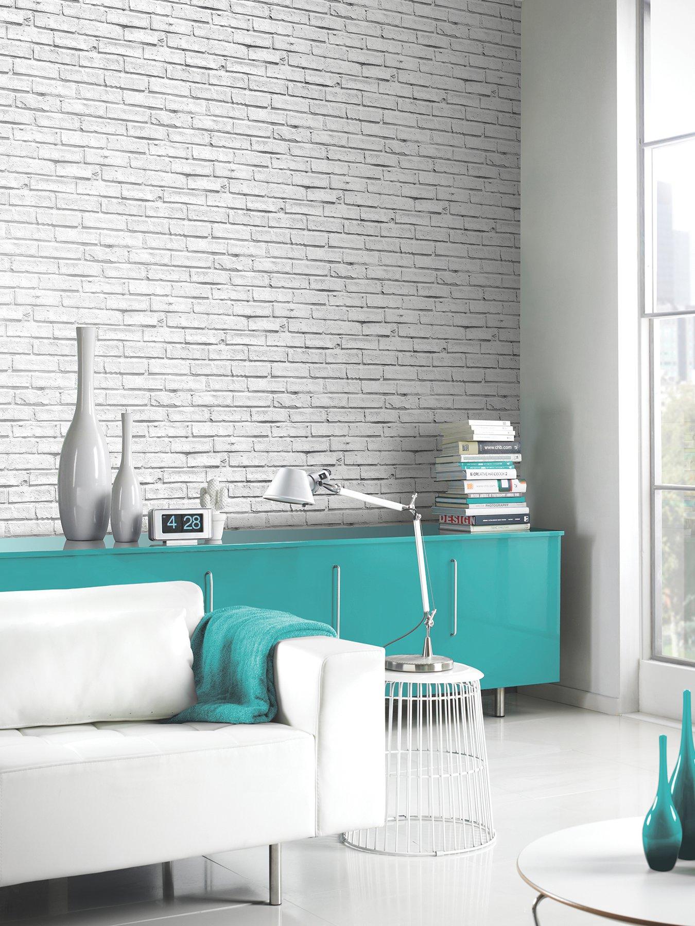 Image 1 of 2 of ARTHOUSE White Brick Wallpaper