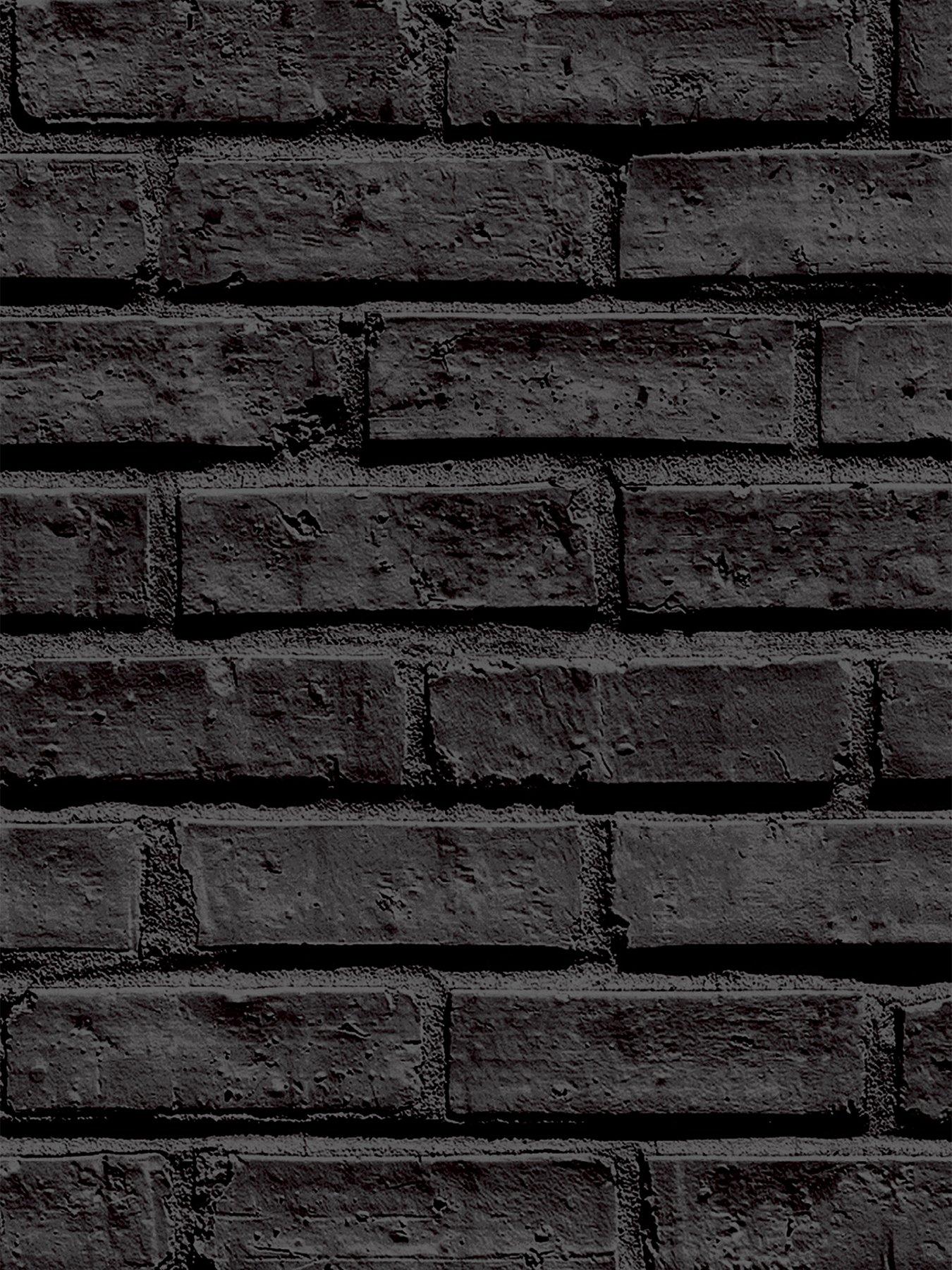 Product photograph of Arthouse Black Brick Wallpaper from very.co.uk