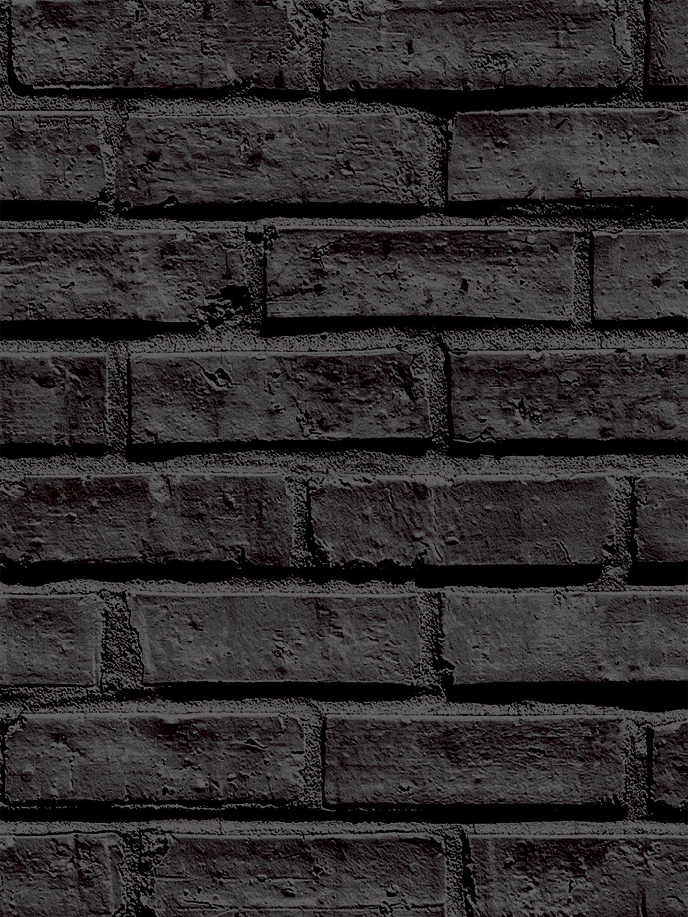 ARTHOUSE Black Brick Wallpaper very.co.uk