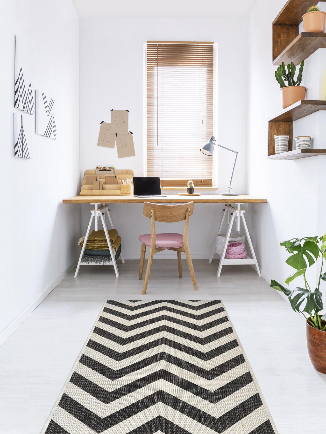 Image 2 of 5 of The Very Collection Chevron Indoor/Outdoor Flatweave Runner - Black/White