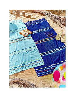 Product photograph of Catherine Lansfield Rainbow Beach Towel Pair Blue Amp Aqua from very.co.uk