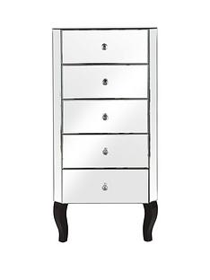 Vegas Mirrored 5 Drawer Narrow Chest