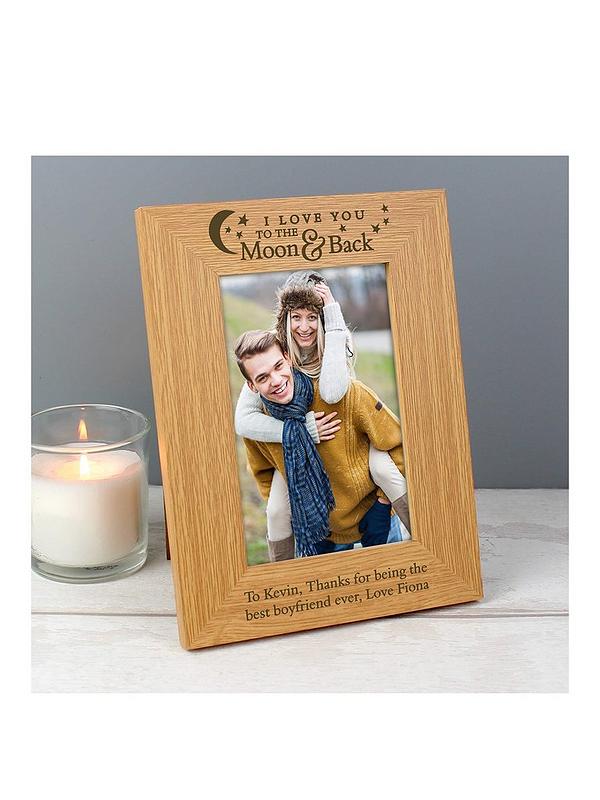 Image 1 of 3 of The Personalised Memento Company Personalised 'To The Moon &amp; Back' Oak Photo Frame