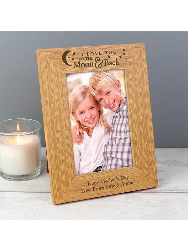 Image 2 of 3 of The Personalised Memento Company Personalised 'To The Moon &amp; Back' Oak Photo Frame