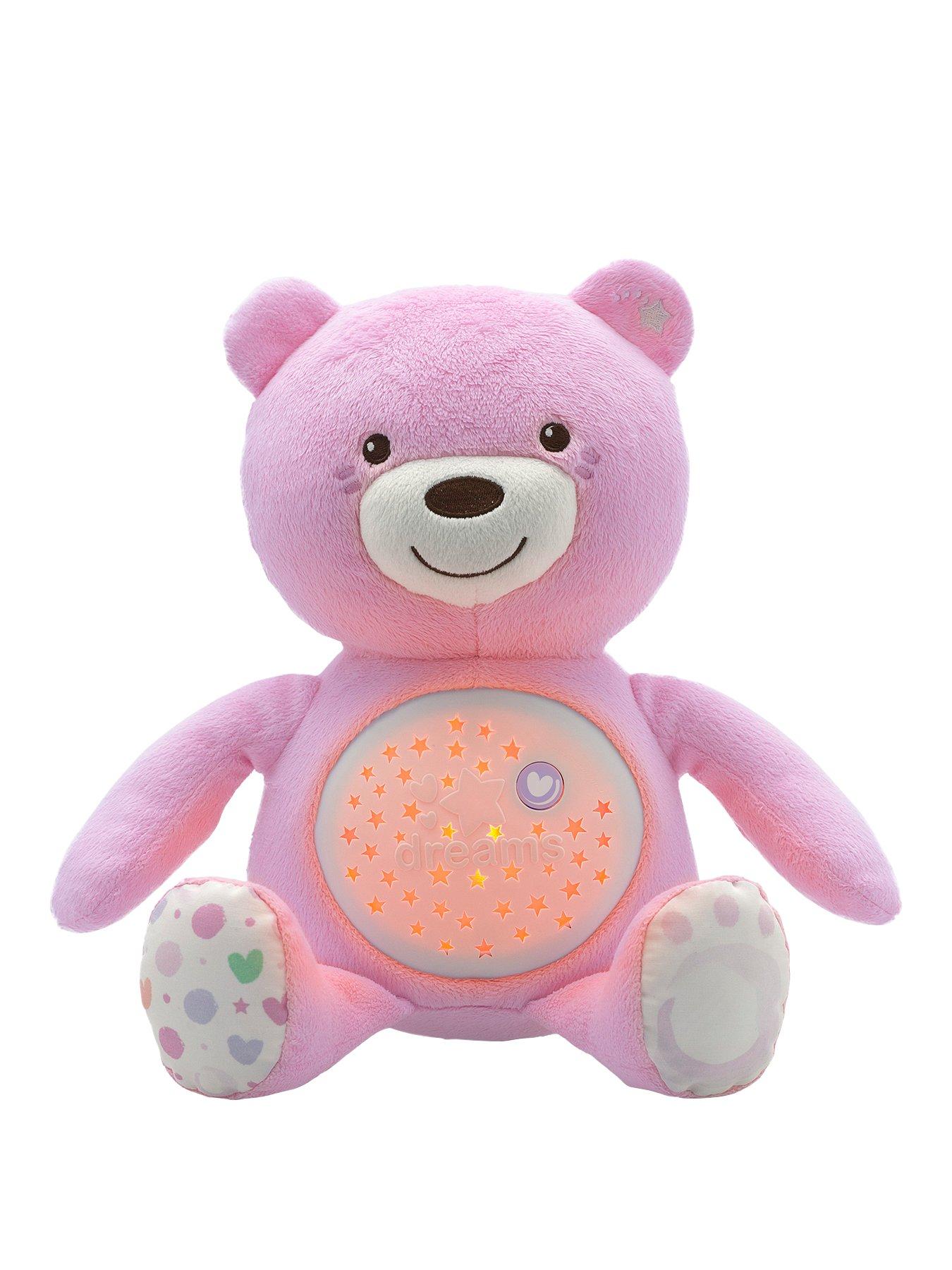 Chicco First Dreams Baby Bear Plush Teddy Bear, Soft Plushie Projector with Night Light and Melodies, Newborn Toy 0+ Months - Pink