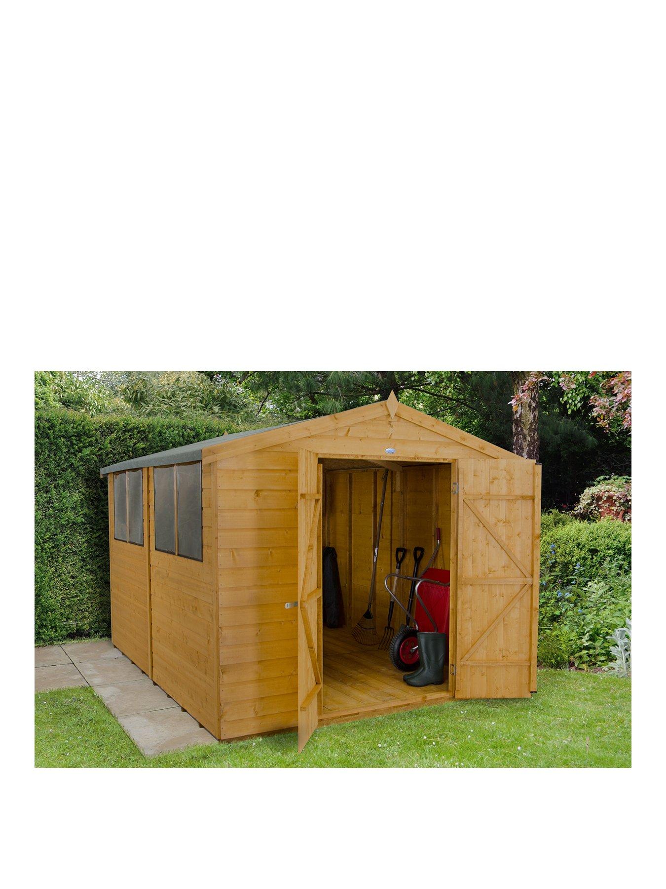 FOREST 10 x 8ft Shiplap Apex Dip Treated Double Door Shed 