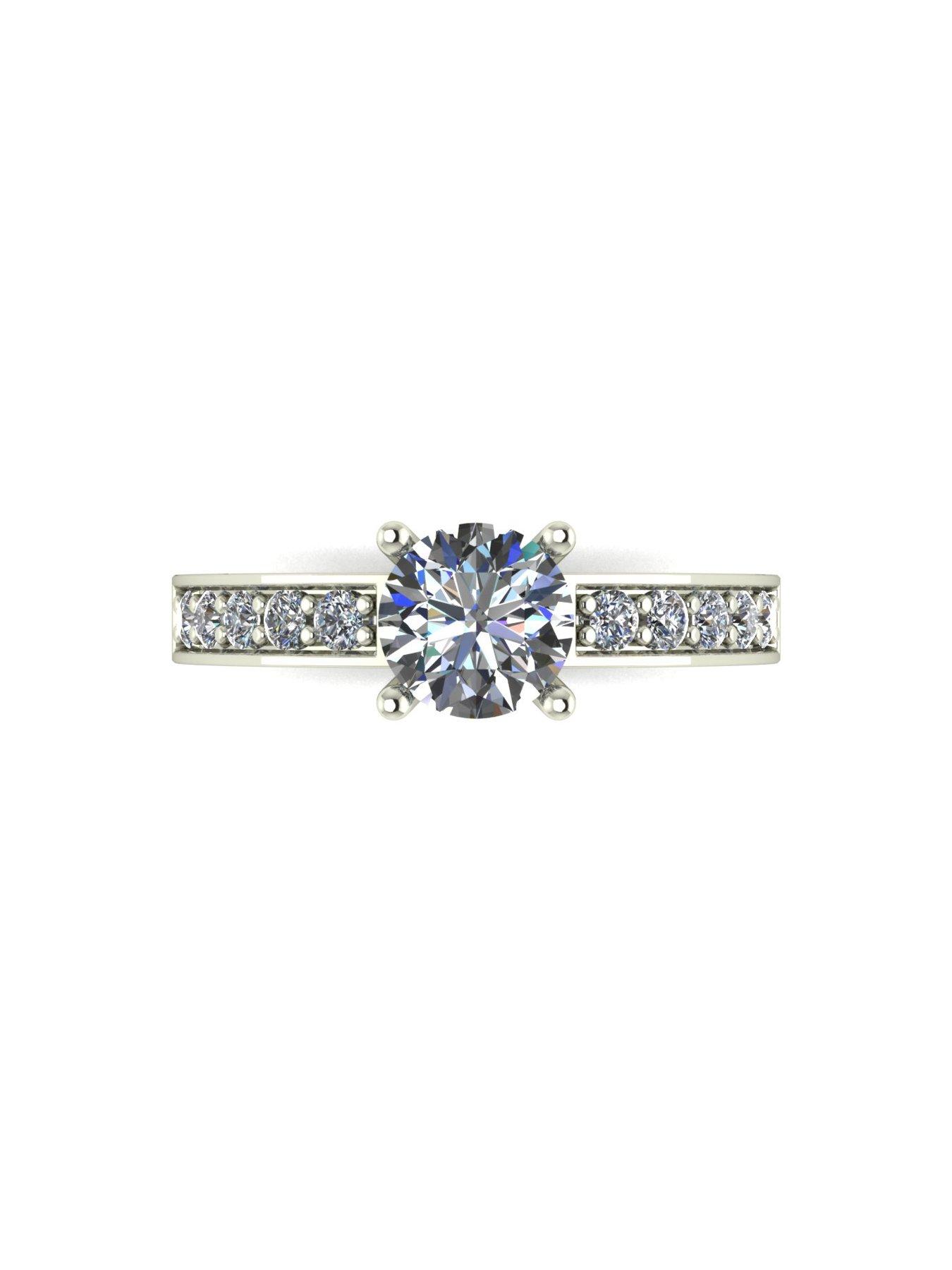 Image 4 of 5 of Moissanite Lady Lynsey 9ct Gold 1ct total Round Brilliant Moissanite Solitaire Ring With Stone Set Shoulders