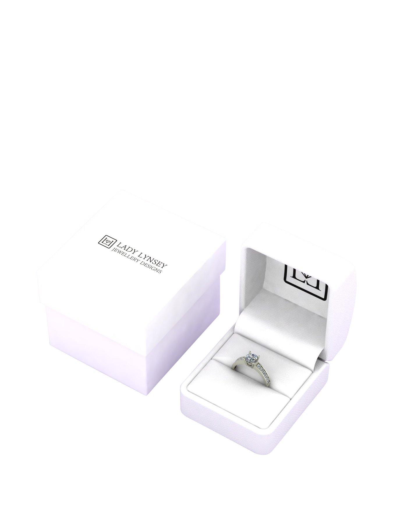 Image 5 of 5 of Moissanite Lady Lynsey 9ct Gold 1ct total Round Brilliant Moissanite Solitaire Ring With Stone Set Shoulders