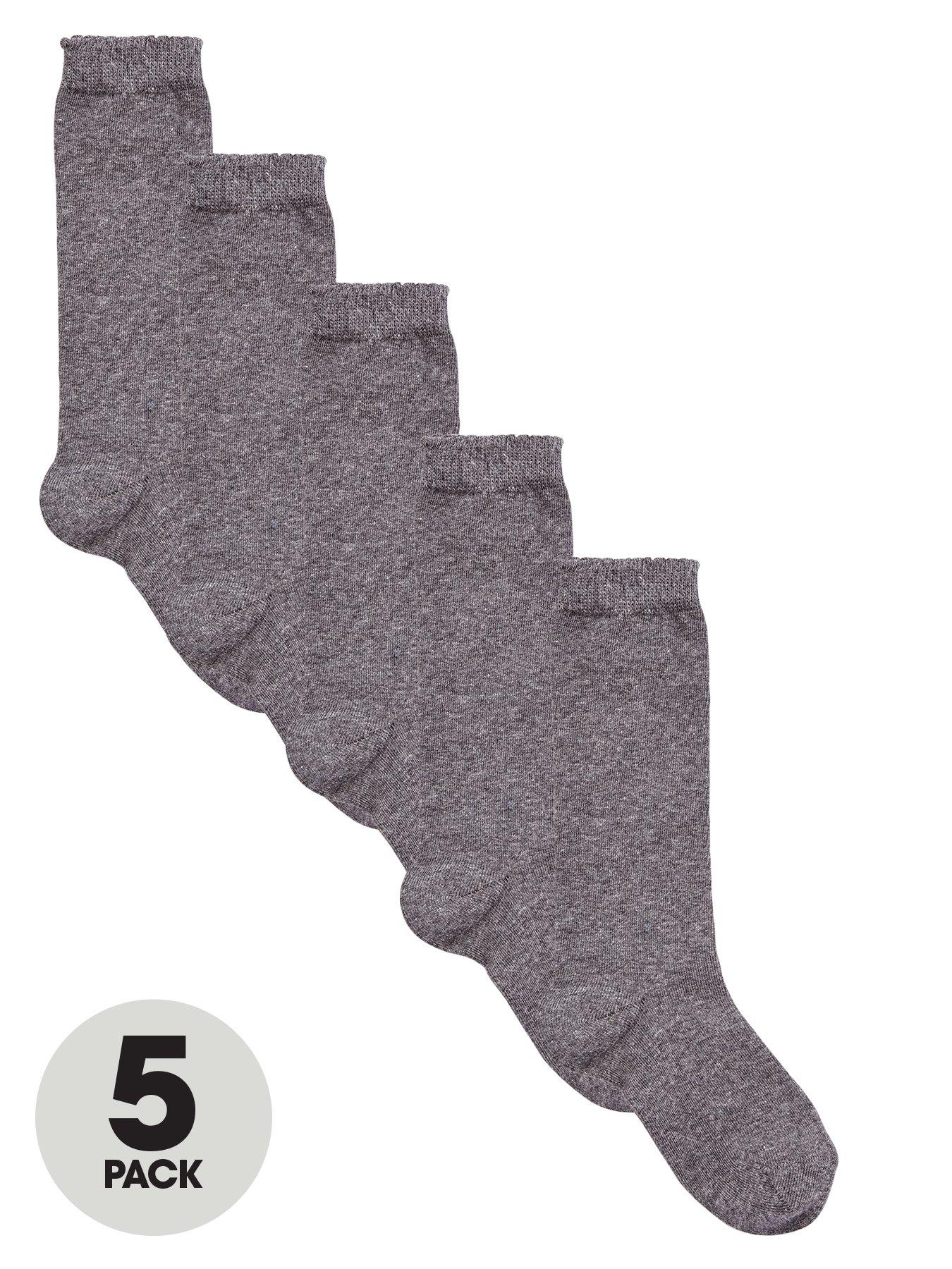 The Very Collection Girls Knee High Socks 5 Pack - Grey