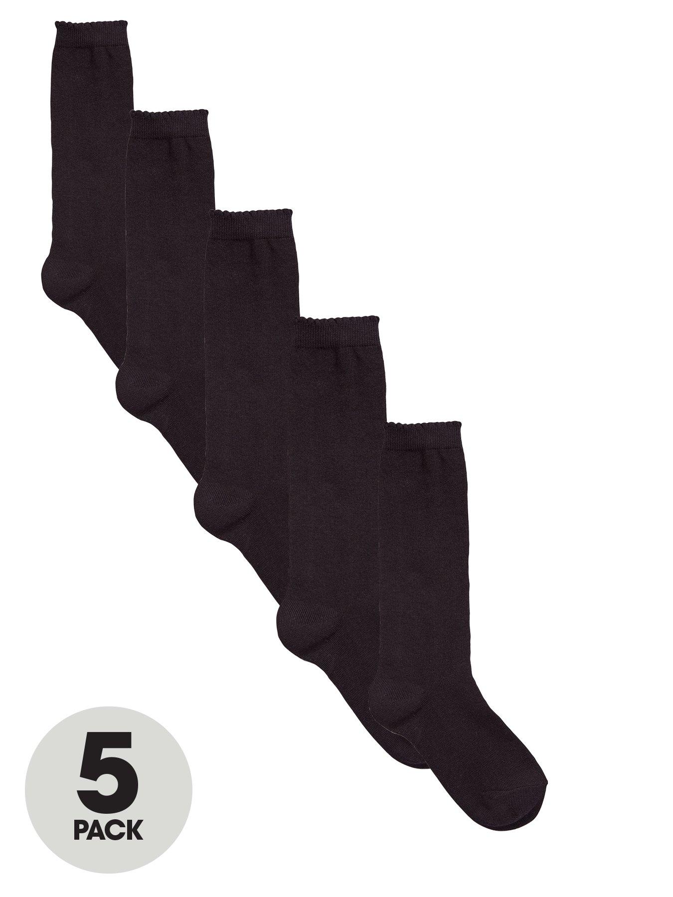 The Very Collection Girls Knee High Socks 5 Pack - Black