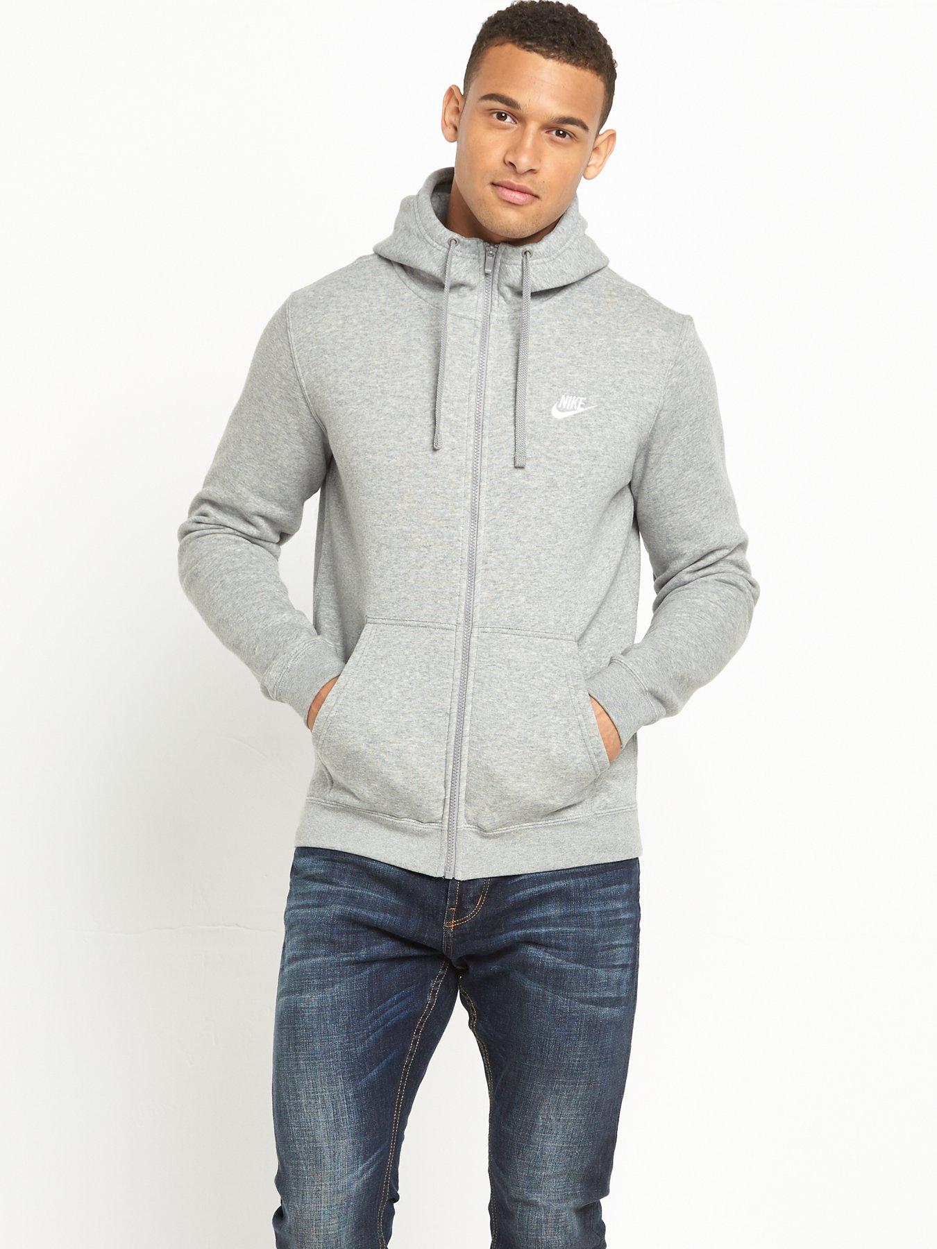 nike club zip hoodie grey