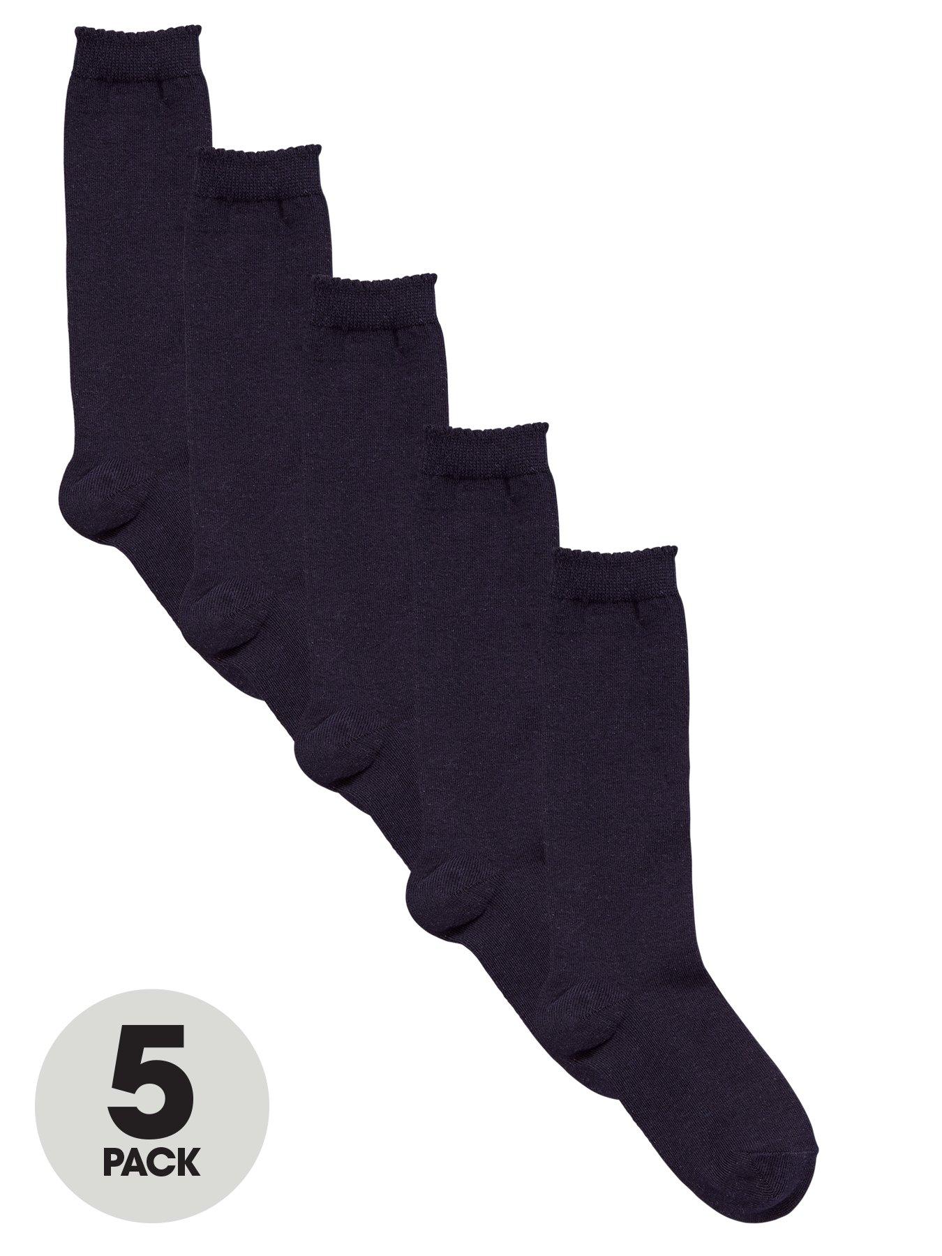 undefined 5 Pack Girls Knee High Socks - Navy