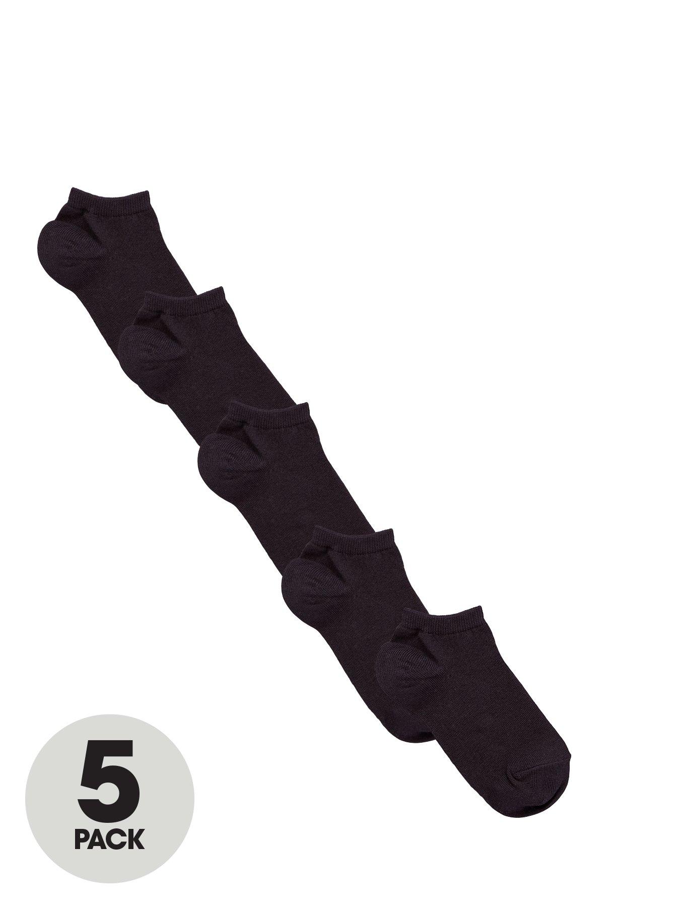 The Very Collection 5 Pack Unisex Trainer Liner Socks - Black