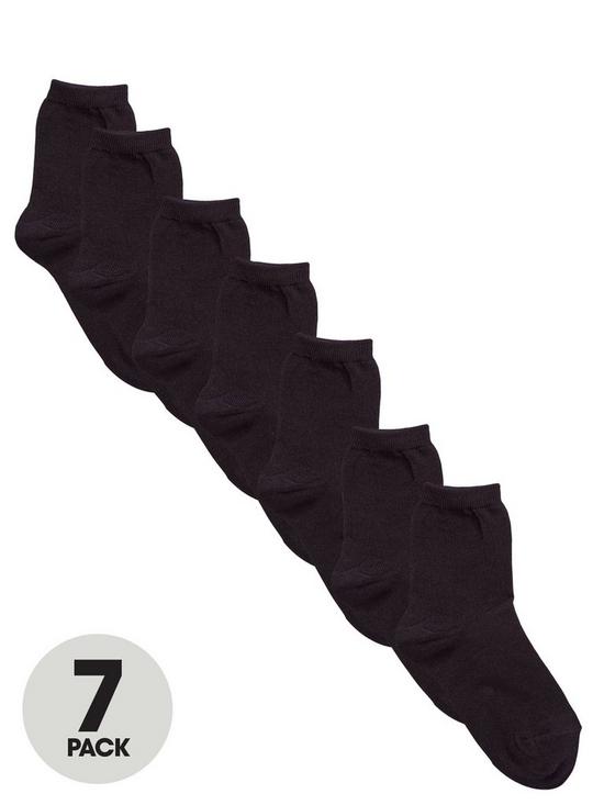 front image of v-by-very-7-pack-unisex-ankle-socks-black