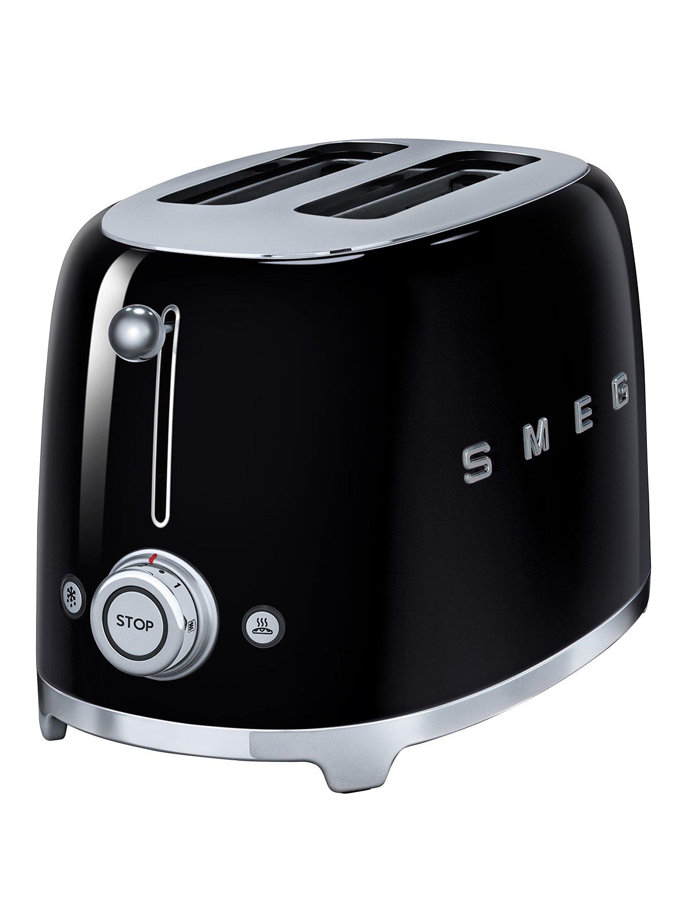 Product photograph of Smeg Tsf01 Retro Style 2 Slice Toaster 950w - Black from very.co.uk