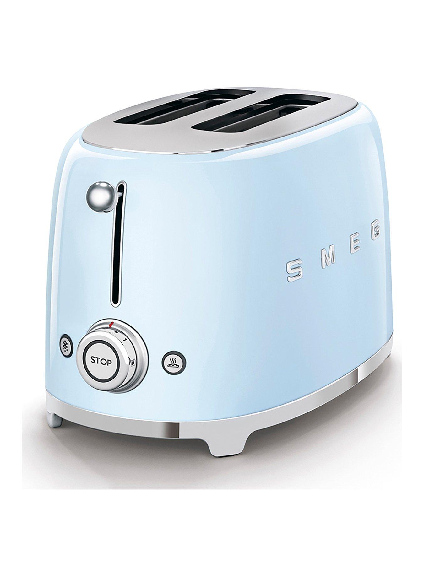 Product photograph of Smeg Tsf01 Retro Style 2 Slice Toaster 950w - Pastel Blue from very.co.uk