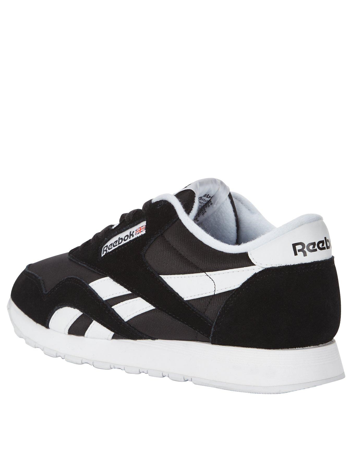 reebok classic nylon trainers in black and white