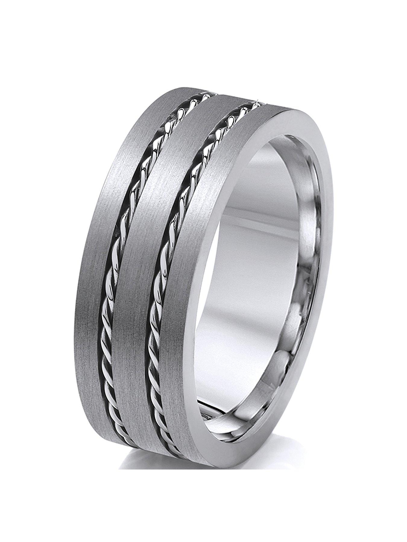 Product photograph of Titanium Rope Patterned Edge 8mm Mens Ring from very.co.uk