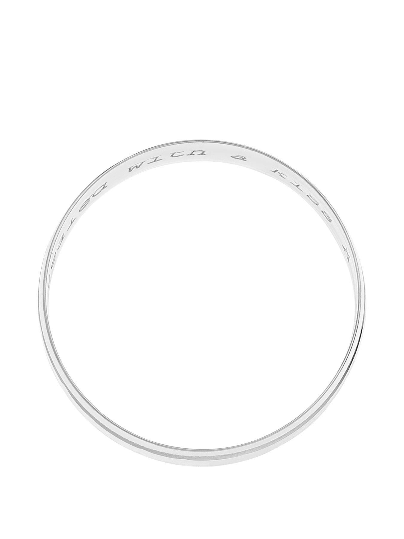Image 3 of 4 of The Love Collection 9ct White Gold Diamond Cut 6mm Wedding Band With Message 'Sealed With A Kiss'