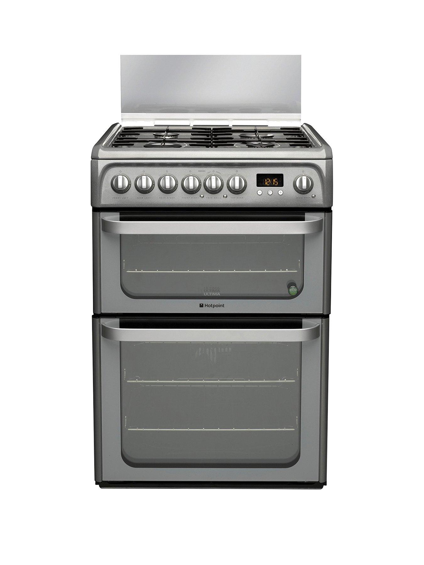 Hotpoint Ultima Hud61Gs 60Cm Double Oven Dual Fuel Cooker With Gas Hob - Graphite