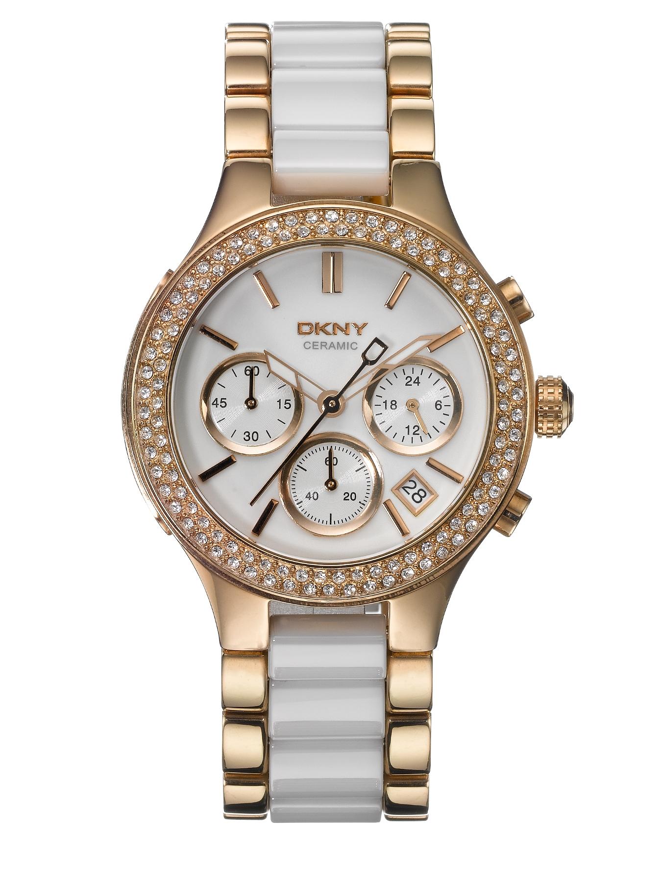 DKNY White and Rose Gold Chrono Dial Ladies Watch | very.co.uk