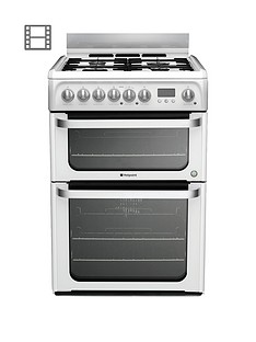 Hotpoint Ultima HUD61PS 60cm Dual Fuel Cooker with Gas Hob - White