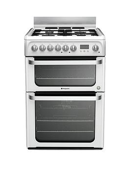 Hotpoint Ultima Hud61Ps 60Cm Dual Fuel Cooker With Gas Hob - White Review thumbnail