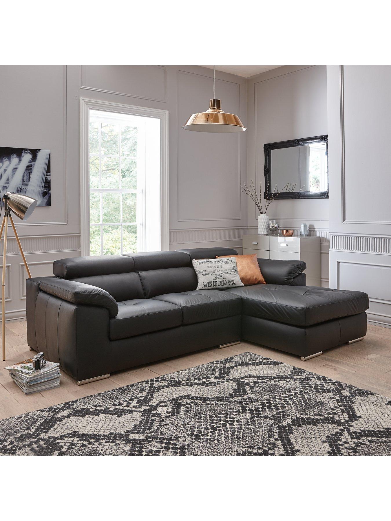 Product photograph of Very Home Brady 100 Premium Leather 3 Seater Right Hand Chaise Sofa from very.co.uk