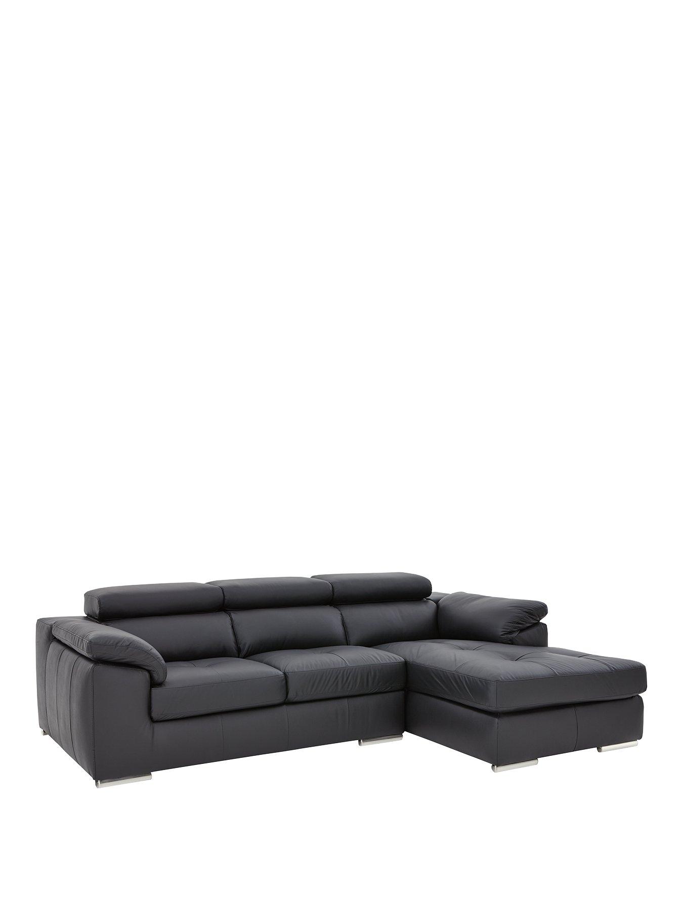 Brady 100% Premium Leather 3-Seater Right-Hand Chaise Sofa | very.co.uk
