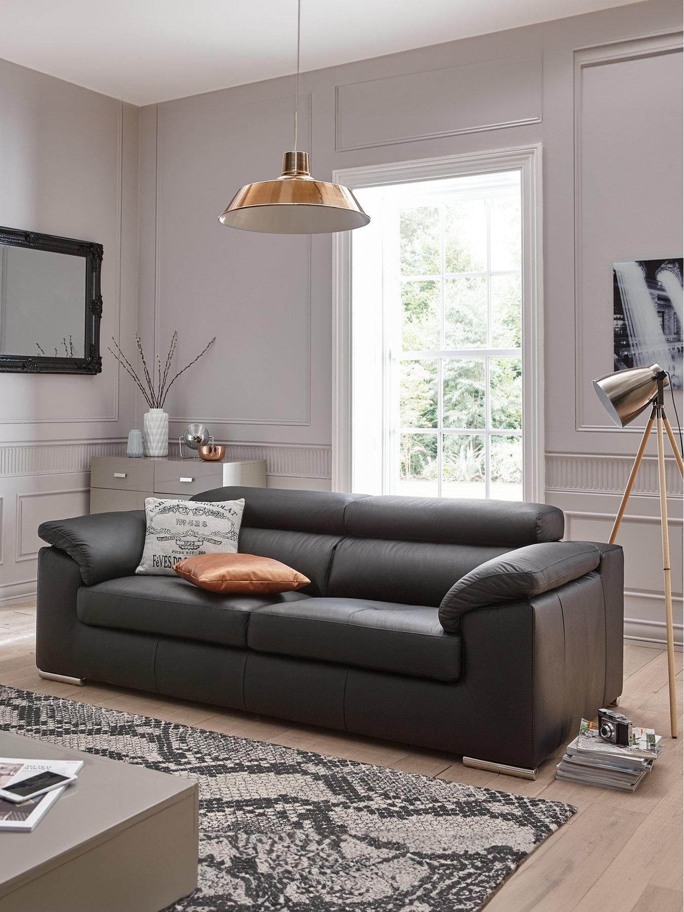 Very Home Brady 100% Premium Leather 3 Seater Sofa - FSC