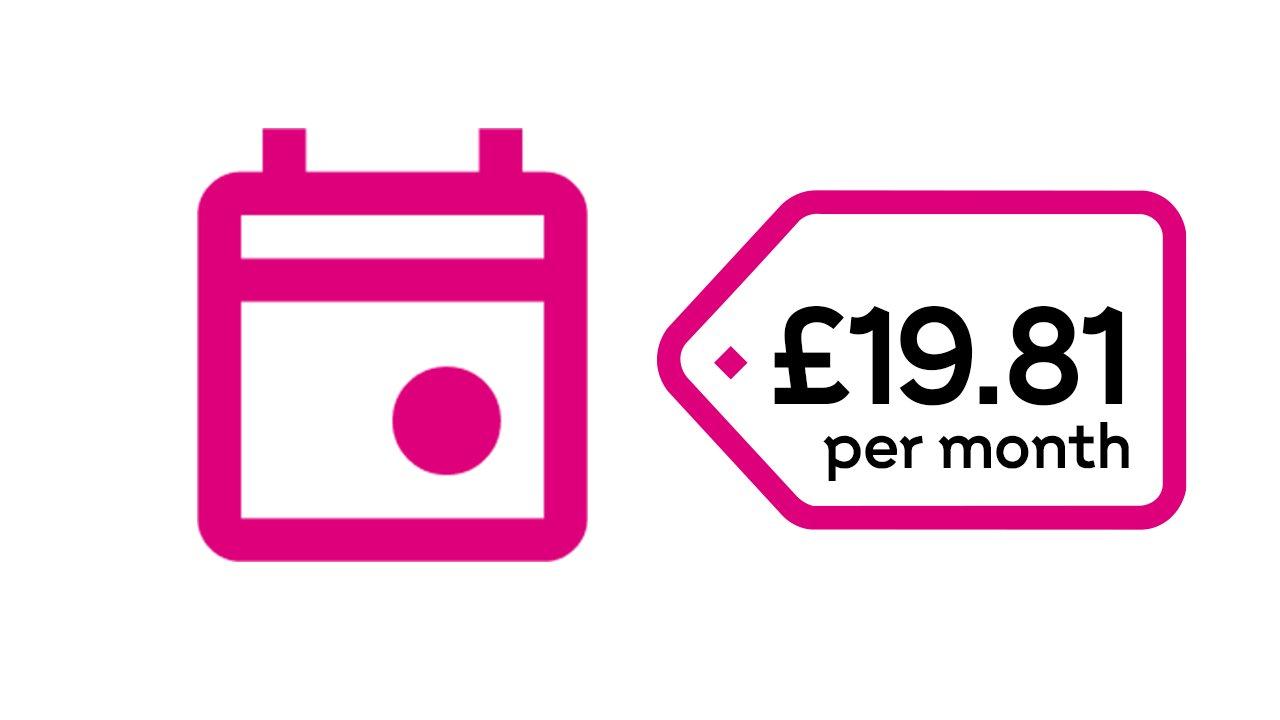 instalment plan £19.81 per month for 36 months at 19.9 percent p.a. total cost £713.16. Illustrative example.