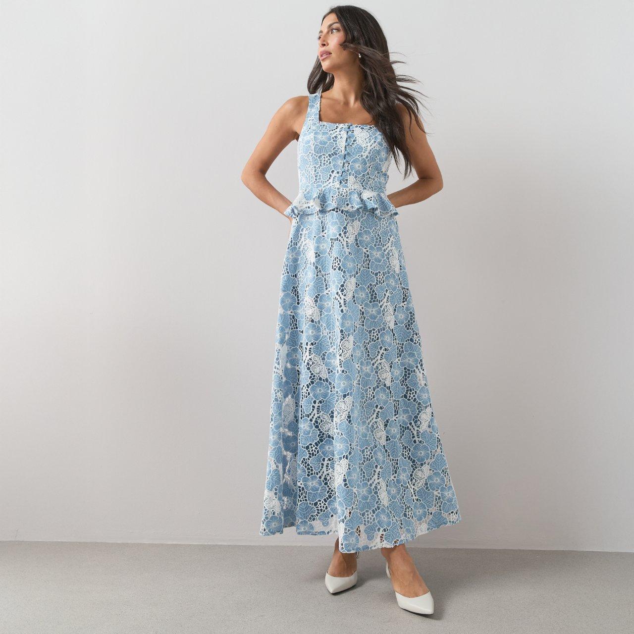 dusty blue dresses for women Zapaka Women Bridesmaid Dress Dusty Blue Halter Blackless Wedding Guest Dress, GreyBlue / US10