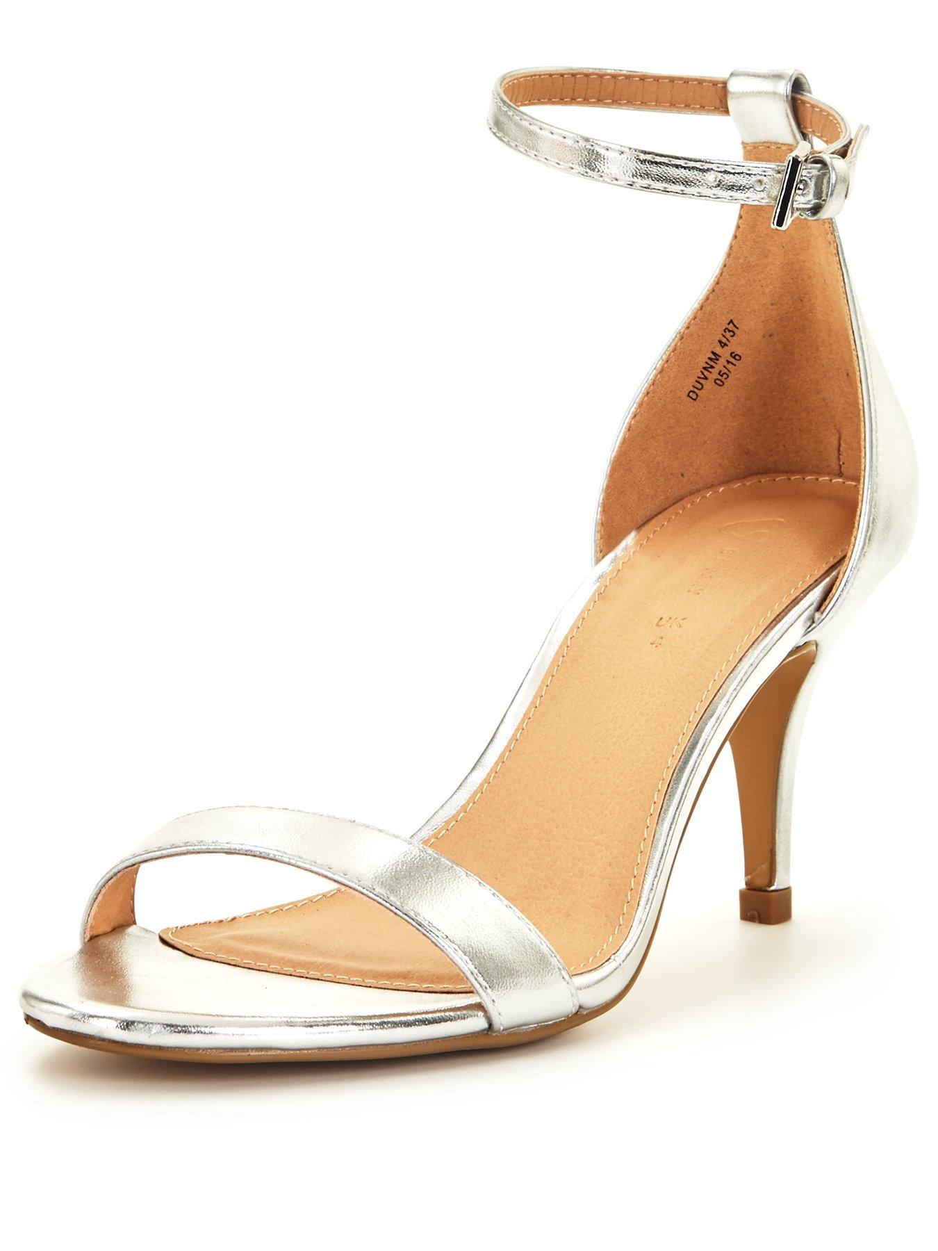 silver low heel sandals uk